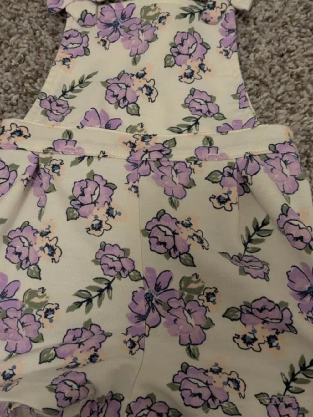 wonder nation Cream Romper with Lavender Floral Print Size 6/9 Months